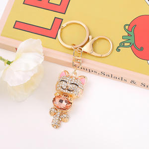 Personnalité prix usine Fortune dieu chat pierre précieuse cristaux <span class=keywords><strong>Swarovski</strong></span> métal abondance animal chat porte-clés positif porte-clés - Product Image 6