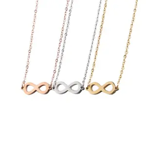 Alta lucidatura a specchio argento/oro/oro rosa placcato d'avanguardia delicato bella donne dell'acciaio inossidabile di modo infinity collana dei monili