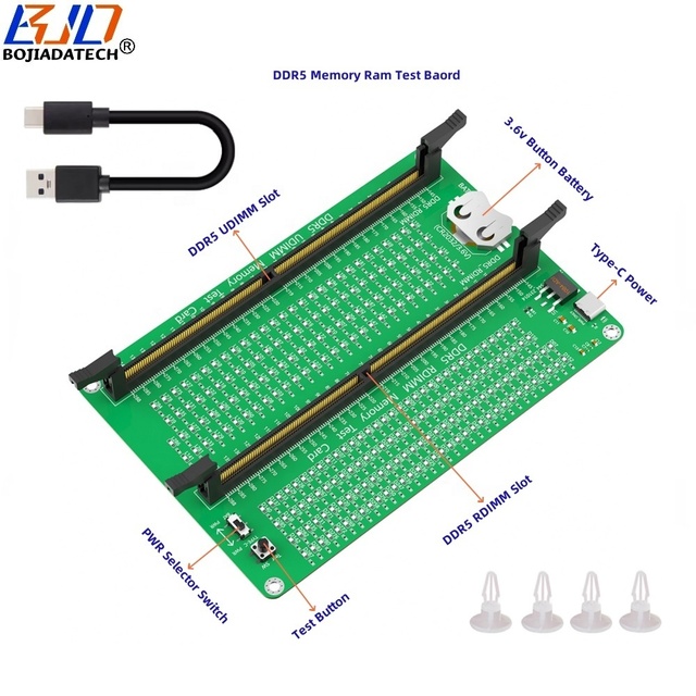 Long Latch Desktop DDR5 UDIMM RDIMM Memory RAM Adapter Test Tool Diagnosis Card With Working LED Indicator & USB Power Cable