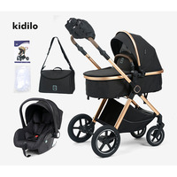 Poussette pliable en alliage Kidilo pour enfants, chariot de marche pour bébé à paysage élevé, portable, vente en gros transfrontalière, peut s'asseoir et se coucher