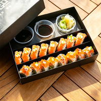 Emballage biodégradable, emballage jetable de luxe, boîte à sushi, boîtes alimentaires avec sauce