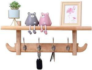 Factory Wholesale Classic Double Tier Wooden Wall <b>Mounted</b> Hangers Hooks Storage Rack Flexible Design for Bedrooms Living Rooms - Product Image 5