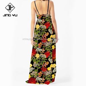 Robe d'été pour femme de haute qualité, style hawaïen, 100% rayonne, col en V, imprimé floral tropical, décontractée, robe de vacances - Product Image 2