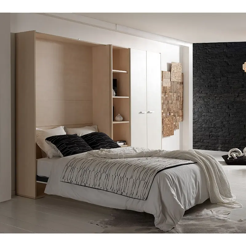 Folding Bed NOVA Factory Direct Folding Bed 20WB010 Murphy Bed Storage Wall Bed With Cabinet Wall Shelf