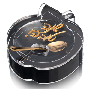 Özel akrilik güzel Lucite yüzer elma bal çanak altın kaşık ile kalıp kesim elma bal çanak - Product Image 5