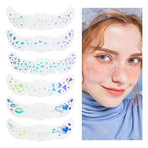 Adesivi Impermeabili con Glitter Scintillanti per il Viso, Tatuaggi Temporanei a Forma di Stella e Cuore, Trucco per Carnevale, Lentiggini <span class=keywords><strong>Arcobaleno</strong></span> - Product Image 4