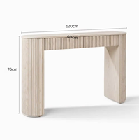 Table console en bois cannelé moderne avec bord arrondi et tiroir de rangement, idéale pour l'entrée, le couloir ou comme table de canapé pour le salon