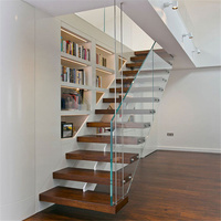 Ace Easy Installed Villa Escalier d'intérieur flottant en bois massif Système de marches Escalier droit