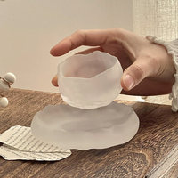 Ensemble de 2 tasses et soucoupes en verre givré, sous-verres, bol à thé Kung Fu, 6 couleurs, tasse à eau domestique en verre cristal sans plomb