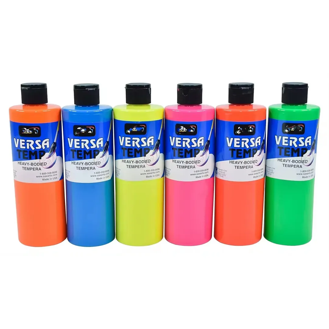 16.9oz /500ml Assorted Fluorescent Colors 6 Count Versatemp Tempera Paints