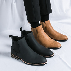 Botas de Cuero Casuales de Estilo Británico 2026 para Hombre, Retro, con Punta Puntiaguda, de Caña Alta, Sin Cordones, Dropshipping - Product Image 1