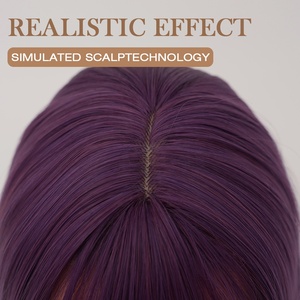 ผมตรงสีม่วงแบบสังเคราะห์ทนความร้อนสูง ความหนาแน่น 150% ปรับได้ ไม่ต้องใช้กาวติด  แบบลูกไม้ด้านหน้า  ขายส่งตามสั่ง Xouje - Product Image 5