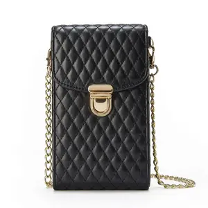 Kadın zincir çanta lüks moda kadın Mini telefon çantası yüksek kaliteli deri tasarımcı çantası