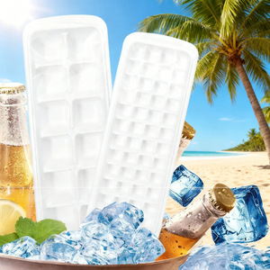 Ice Cube Tray Mold <b>Square</b> Food Grade Plastic Large Capacity With Lid For Refrigerator Freezer Family Use - Product Image 1