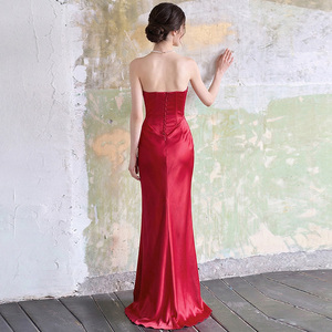 Robe de soirée élégante en satin ZYHT <span class=keywords><strong>75192</strong></span> pour femme, corset taille haute, dos nu, sexy, sans bretelles, pour soirée de remise de diplôme, événements formels - Product Image 3