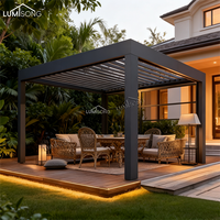 Pergola de luxe motorisée en alliage d'aluminium avec toit à persiennes rabattables 4x6m, structure solaire pour jardin, respectueuse de l'environnement, étanche et thermolaquée