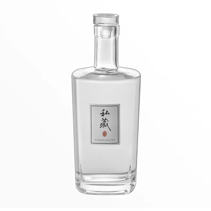 Bottiglia di vetro per liquori distillati con stuoia quadrata con Logo e coperchio personalizzati