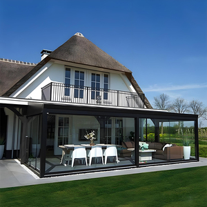 Yuantai Maison préfabriquée au design moderne, véranda en verre trempé vert, aluminium, inclinée, imperméable, gazebo <span class=keywords><strong>plat</strong></span>, villa extérieure - Product Image 2
