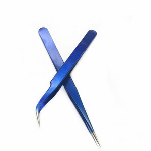 Wholesale blue tweezers, stainless steel colored clips, bird's nest picking, transplanting, eyelash <b>extension</b>, beauty, <b>nail</b> art - Product Image 3
