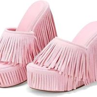 Sandales compensées en daim à franges pour femmes, talon haut 15 cm, mules à plateforme, sandales bohèmes d'été, tailles personnalisées 34-50, usine OEM ODM
