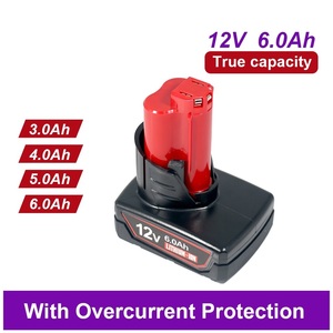 Batería de Litio de 12V 3Ah 5Ah 6Ah para <span class=keywords><strong>Milwaukee</strong></span> M12 XC 48-11-2410 48-11-2420 48-11-2411, Batería para Herramientas Inalámbricas de <span class=keywords><strong>12</strong></span> Voltios - Product Image 3