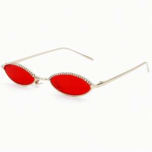 Lunettes de soleil ovales de luxe UV400, modèle 2020, très tendance, unisexes, en métal, avec strass, style œil de chat - Product Image 5