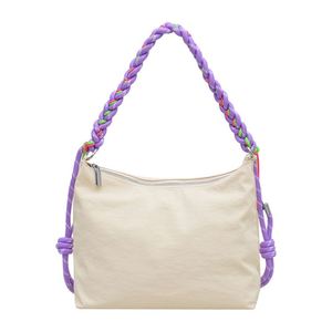 Bolso de Hombro con Cremallera de Color Sólido a la Moda, Bolso Tote de Nailon de Gran Capacidad para Mujer, Bolso de Mano Casual para Compras y Viajes - Product Image 1