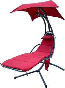 Silla <span class=keywords><strong>Colgante</strong></span> Curva Danlong de Diseño Moderno para Jardín, Patio o Terraza, <span class=keywords><strong>con</strong></span> <span class=keywords><strong>Sombrilla</strong></span> y Reposapiés - Product Image 5