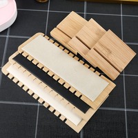 Présentoir à bijoux pliable HongFa en bambou et cuir/velours, support détachable pour colliers et bracelets, idéal pour la vente au détail
