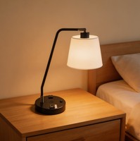 Lampe de bureau d'hôtel moderne et écologique avec abat-jour en tissu, alimentation secteur, base E26, éclairage LED
