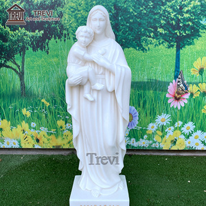 Escultura religiosa popular Estatua de mármol blanco natural de la Virgen Marí<span class=keywords><strong>a</strong></span> y el Niño Jesús - Product Image 3