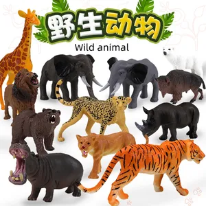 Modelos de animales de Venta caliente transfronterizos hueco Tigre salvaje León vaca plástico simulación animal bebé juguetes de educación temprana