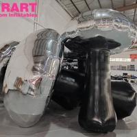 Champignon miroir gonflable en PVC argenté scellé pour la décoration de fête