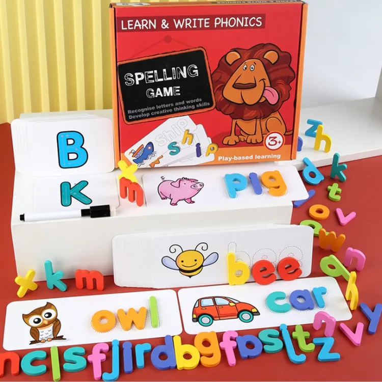 Nieuwe Collectie Kinderen Vroeg Leren Speelgoed Herkennen Letters En Woorden Kleurrijke Educatief Kid Toy Houten Spelling Kaart Speelgoed Set