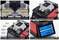 Soudeuse par fusion de fibres optiques professionnelle FTTH 4,2 pouces à alignement de cœur, 4 moteurs, épissage rapide en 6 secondes, kit d'épissage automatique avec boîte à outils