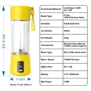 เครื่องปั่นนมถั่วเหลืองแบบพกพา USB สำหรับงานหนักเครื่องปั่นมิลค์เชคผสมผลไม้ขนาดเล็กออกแบบโลโก้ได้ตามต้องการ - Product Image 6