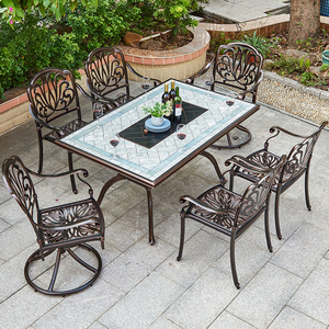 Modern Cast Aluminum Set Garden Outdoor Furniture Korean <b>Bbq</b> <b>Tables</b> for Restaurant 8 Chairs GC-CZ-JXRYSH200-100CK Garden Furnitu - Product Image 2