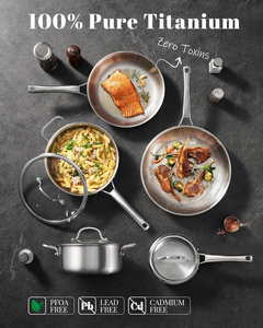 Juego de Cocina de 8 Piezas de Titanio Puro, Clásico, Duradero, Ecológico, Martillado, Libre de Químicos, Antiadherente, Sin Remaches, Apto para Inducción - Product Image 2
