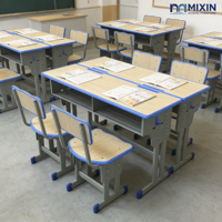 Mesa de Estudio de Madera para Dos Personas, Silla de MDF con Características Ajustables y Cómodas para Uso en Escuelas, Hogares, Oficinas y Hospitales, Diseño Moderno