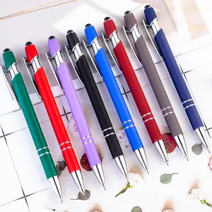 2 in 1 Stift Stift weiches Gummi Finish Aluminium benutzer definierte Logo Förderung billige Metallkugel schreiber