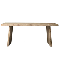 Table à manger Runwood Antique en bois d'orme recyclé patiné, plateau épais pour 12 personnes