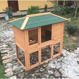 SDR028 Eco-Friendly Wooden Double Decker Rabbit Hutch for <b>Small</b> Animals All Seasons Use - Product Image 6