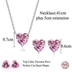 <span class=keywords><strong>Set</strong></span> di Gioielli in <span class=keywords><strong>Argento</strong></span> Sterling 925 con Collana e Orecchini, Zirconia e Cuore Rosa per Donna, Uso Quotidiano, Regalo per San Valentino - Product Image 5