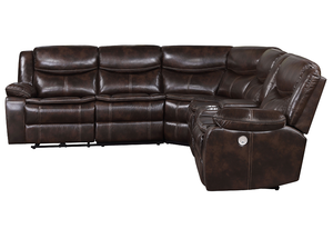 Canapé d'angle convertible carré en cuir marron foncé avec fonction de relaxation électrique pour appartement - Product Image 4