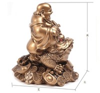 Bouddha rieur en résine sur grenouille statue fengshui cadeaux article cadeaux chanceux articles pour le nouvel an