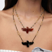Collier chaîne Figaro personnalisé pour femme avec pendentif oiseau en diamant, design DIY, cadeau de mariage, bijoux