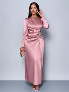 Robe de <span class=keywords><strong>soirée</strong></span> élégante de <span class=keywords><strong>haute</strong></span> qualité, couleur unie, tendance automne, vente en gros - Product Image 4