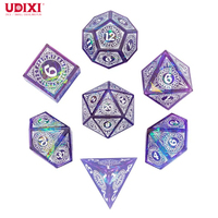 Ensemble de dés en résine faits à la main, personnalisés, polyédriques, à multiples faces, à bords tranchants, pour jeux de rôle (RPG) sur le thème des dragons et des donjons, avec cercle magique