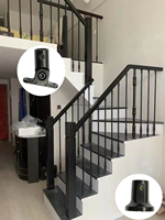 Vente en gros de pièces de garde-corps d'escalier rond noir mat chaussures pivotantes raccords de balustrade