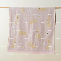 Couverture bébé en coton doux jacquard animalier OEM, 100% coton, double face, jacquard éléphant, tricotée, pour toutes les saisons